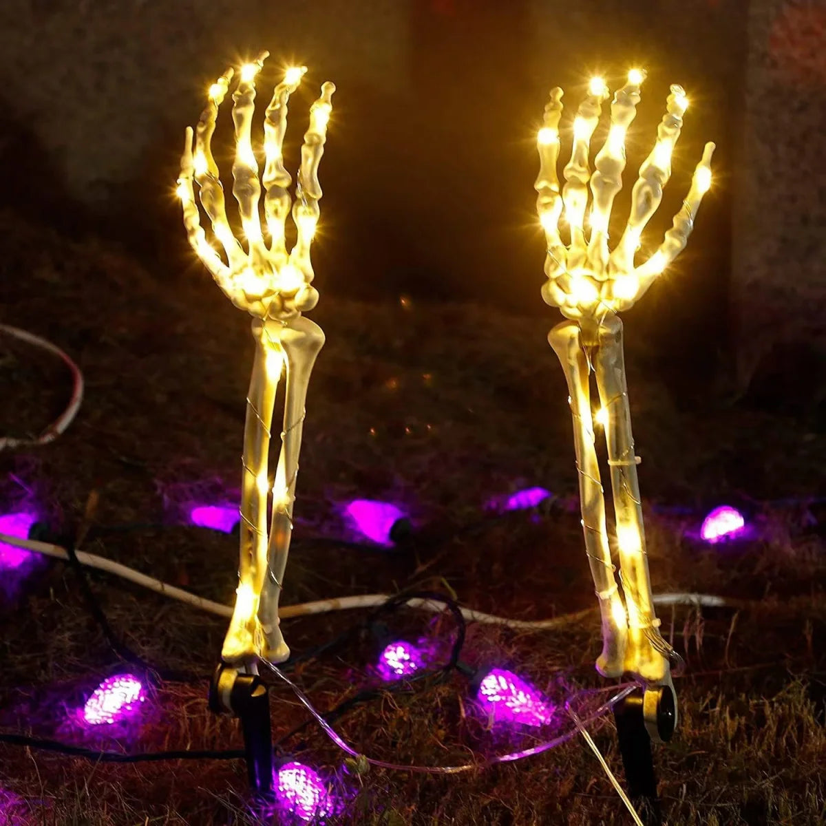 Enchanting Halloween Solar Ghost Hand LED String Lights - Perfect for Spooky Courtyard Decor!