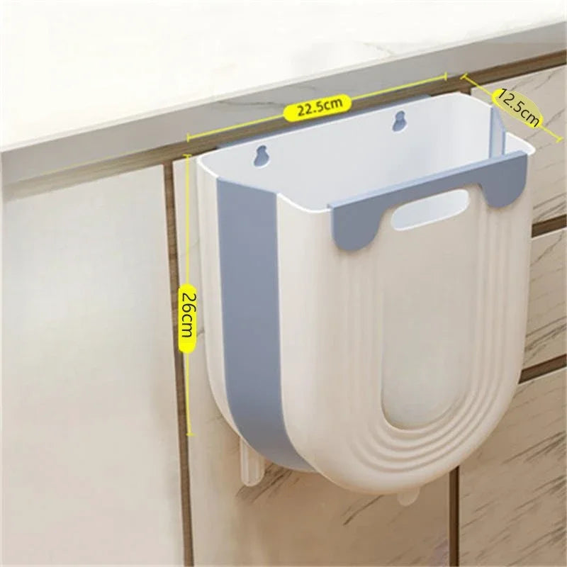 Sleek Wall-Mounted Folding Trash Can for Kitchen & Bathroom - Space-Saving Solution!