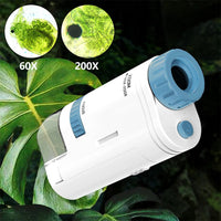 60-200X Portable Electric Mini Microscope with LED Light - High Definition Learning Tool for Kids