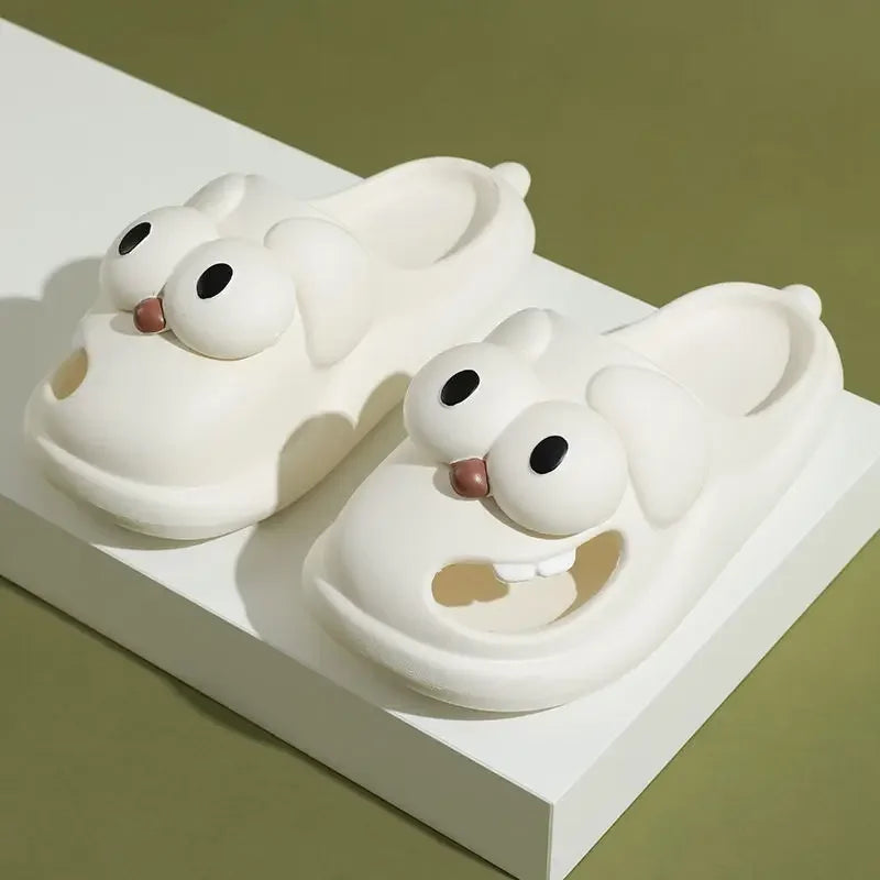 Adorable Big Eye Dog Slippers - Fun Cartoon EVA Slippers for Women