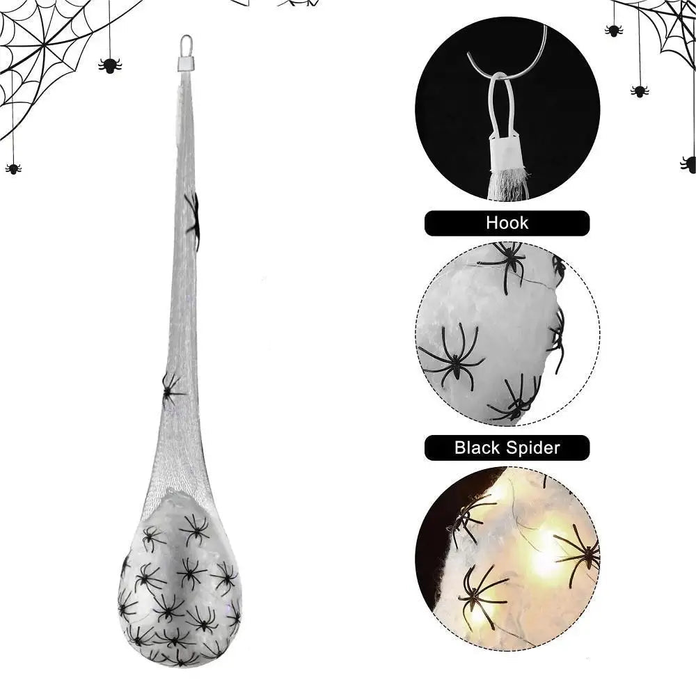 Spooktacular Halloween Hanging Light-Up Spider Egg Sacs - Glowing Indoor & Outdoor Decoration for Parties!