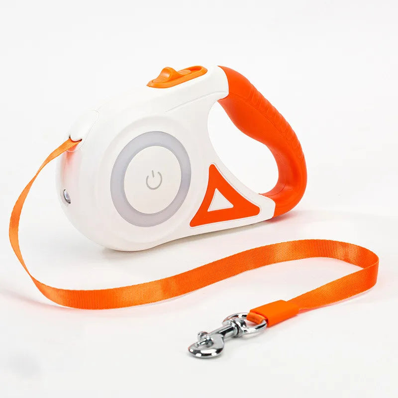 Premium Automatic Extending Nylon Dog Leash with LED Lights - Durable Pet Walking Traction Rope