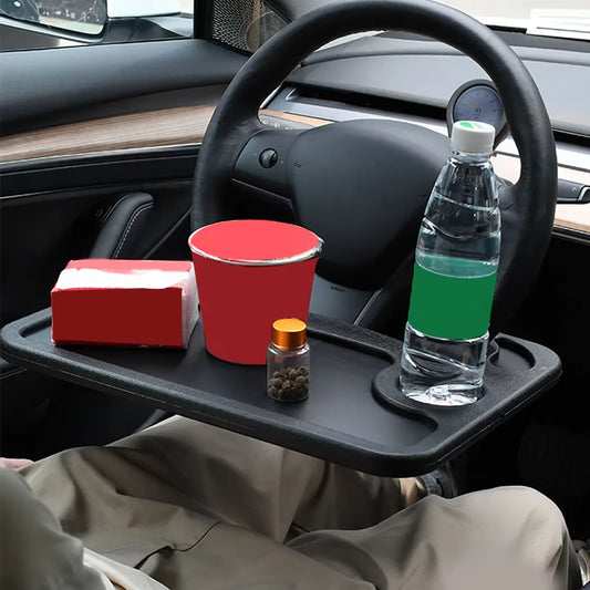 Versatile Car Tray Table - Steering Wheel Mount for Work, Dining, and Drinks on the Go!