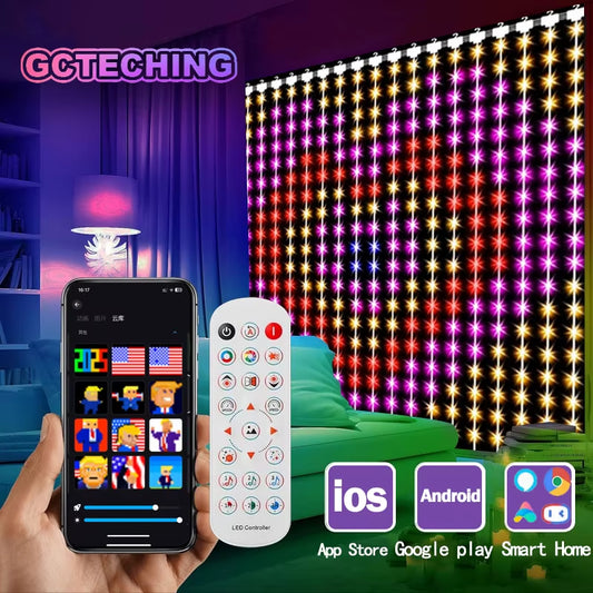 Smart LED Curtain Lights - 400 Lights with App Control & Music Sync for Christmas & Outdoor Decor