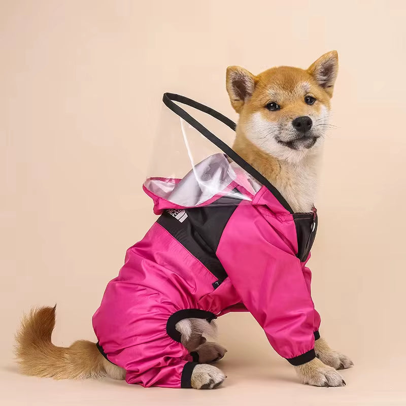 Waterproof Pet Raincoat with Transparent Hood for Dogs and Cats - Stylish Jumpsuit Jacket