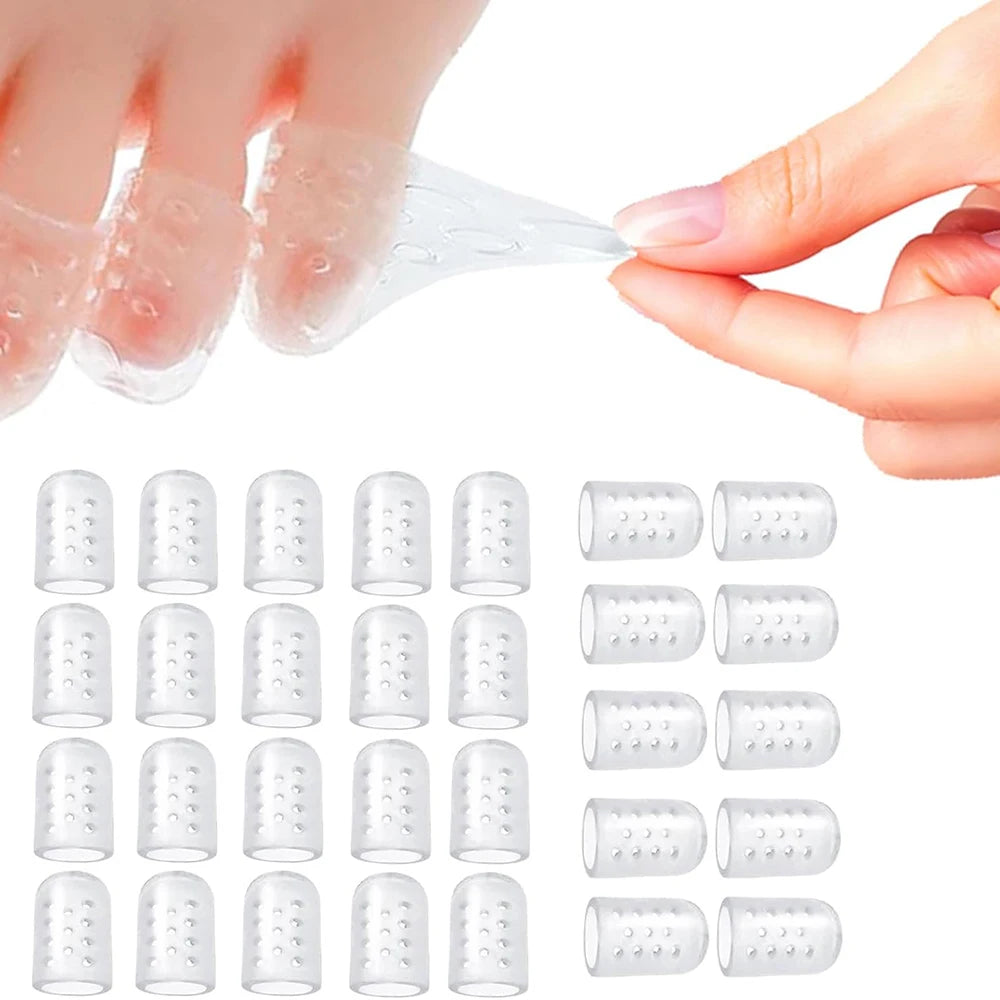 30Pcs/Pack Clear Colored with Breathable Hole Toe Protector Silicone anti Friction Protectors Breathable Cap Covers Sleeves Case
