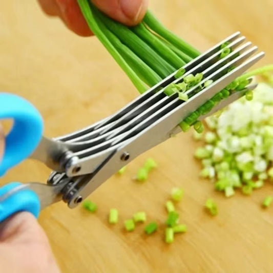 Versatile 3-5 Layer Stainless Steel Kitchen Scissors for Effortless Cutting and Chopping of Pepper, Scallion, and Laver