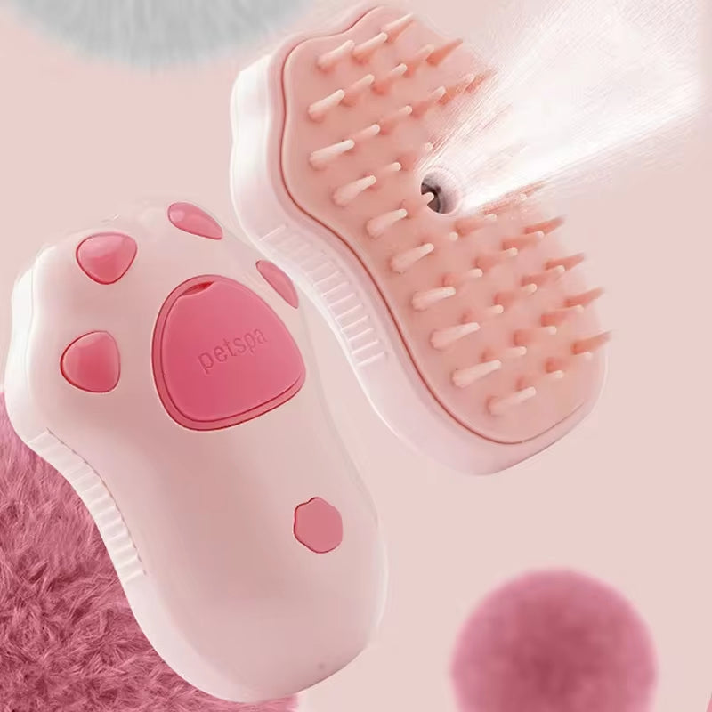3-in-1 Electric Pet Grooming Brush with Steam and Spray for Cats and Dogs - Hair Removal and Massage Comb
