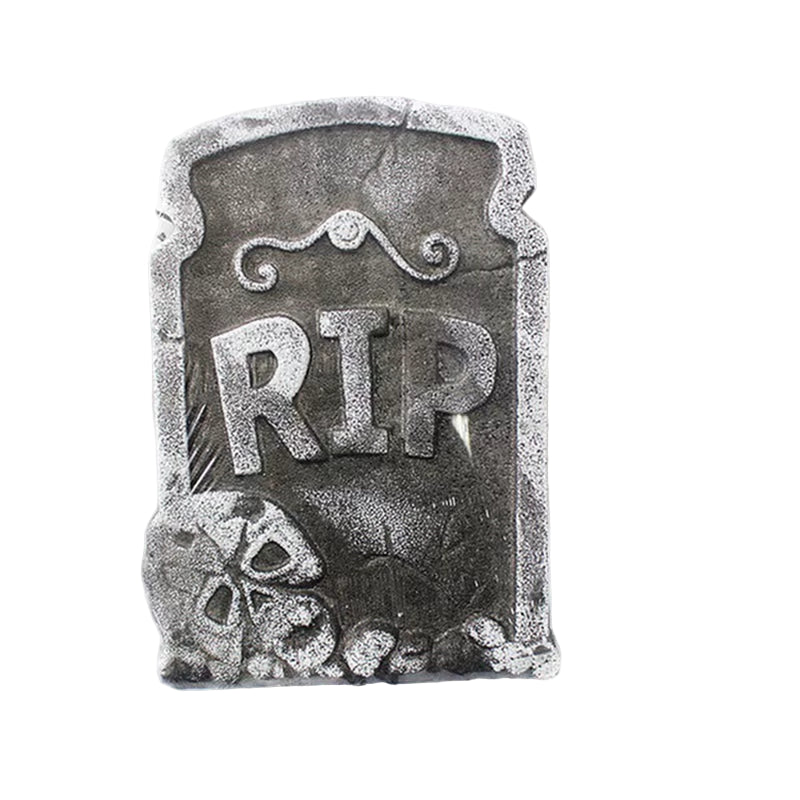 Spooky Foam Skeleton Tombstone with Bat - Perfect Halloween Graveyard Decoration Prop!