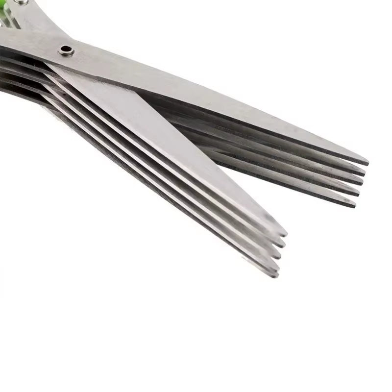 Versatile 3-5 Layer Stainless Steel Kitchen Scissors for Effortless Cutting and Chopping of Pepper, Scallion, and Laver