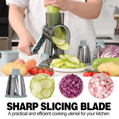 Versatile 3-in-1 Rotary Cheese Grater & Vegetable Slicer - Manual Nut Grinder & Shredder JT242