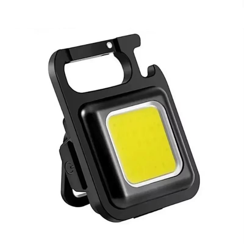 Compact USB Rechargeable Mini LED Keychain Flashlight - Versatile COB Camping Lamp for Outdoor Adventures, Fishing, and Hiking