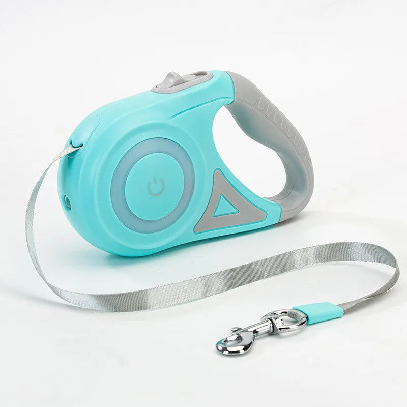 Premium Automatic Extending Nylon Dog Leash with LED Lights - Durable Pet Walking Traction Rope