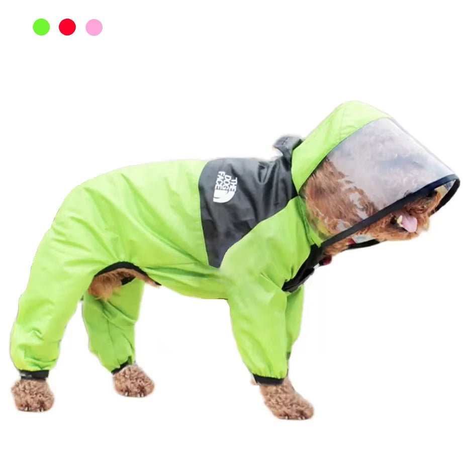 Waterproof Pet Raincoat with Transparent Hood for Dogs and Cats - Stylish Jumpsuit Jacket