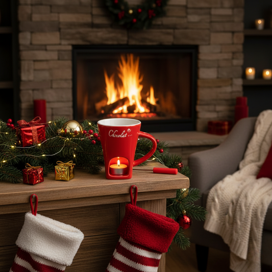 Elegant Ceramic Chocolate Melting Fondue Mug with Fork - Your Ultimate Dessert Companion!