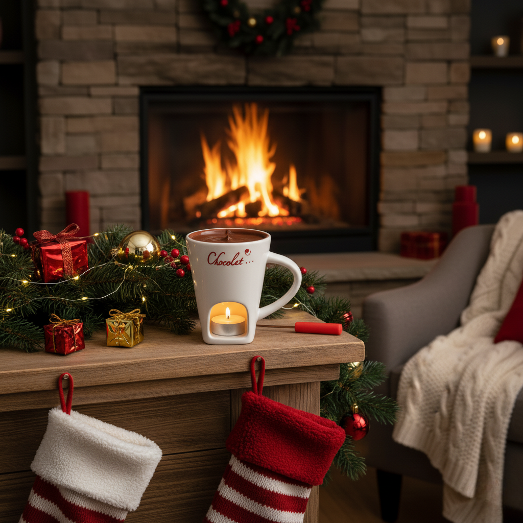 Elegant Ceramic Chocolate Melting Fondue Mug with Fork - Your Ultimate Dessert Companion!