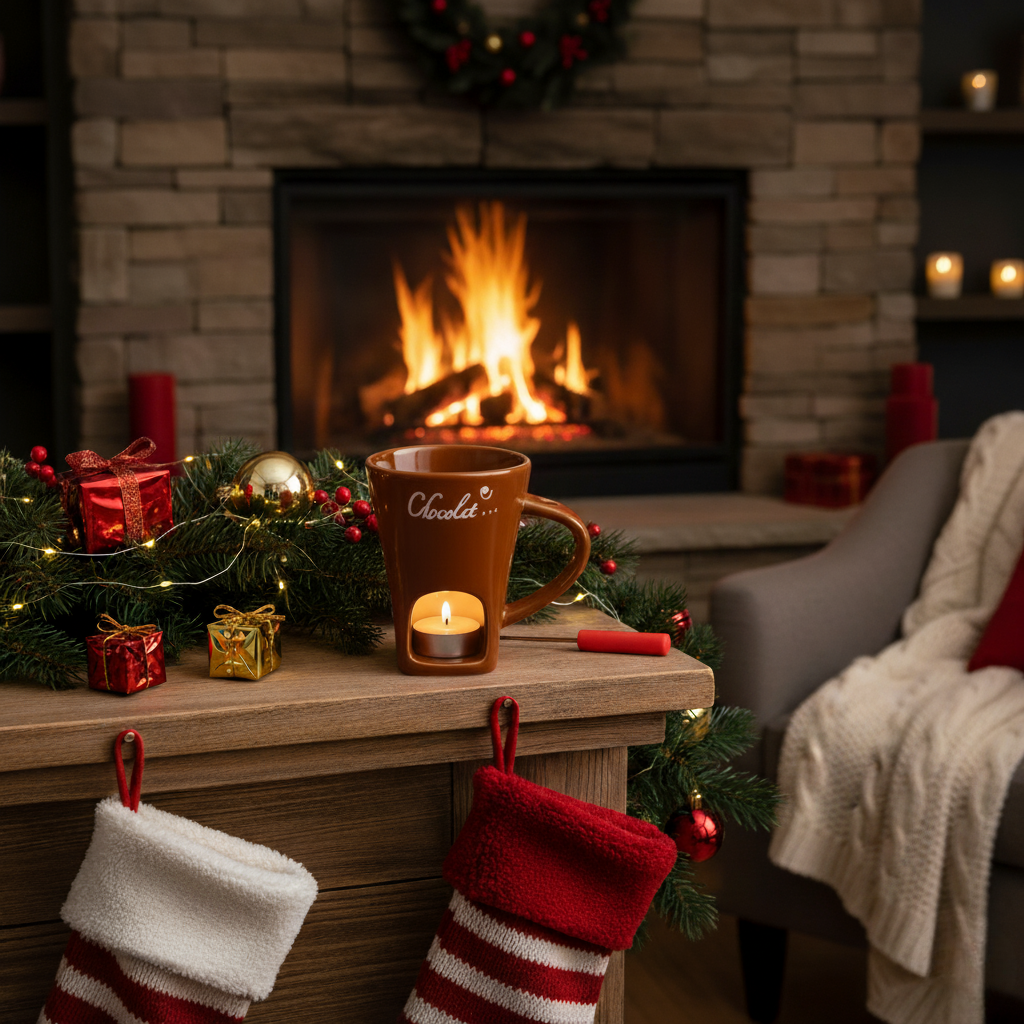Elegant Ceramic Chocolate Melting Fondue Mug with Fork - Your Ultimate Dessert Companion!