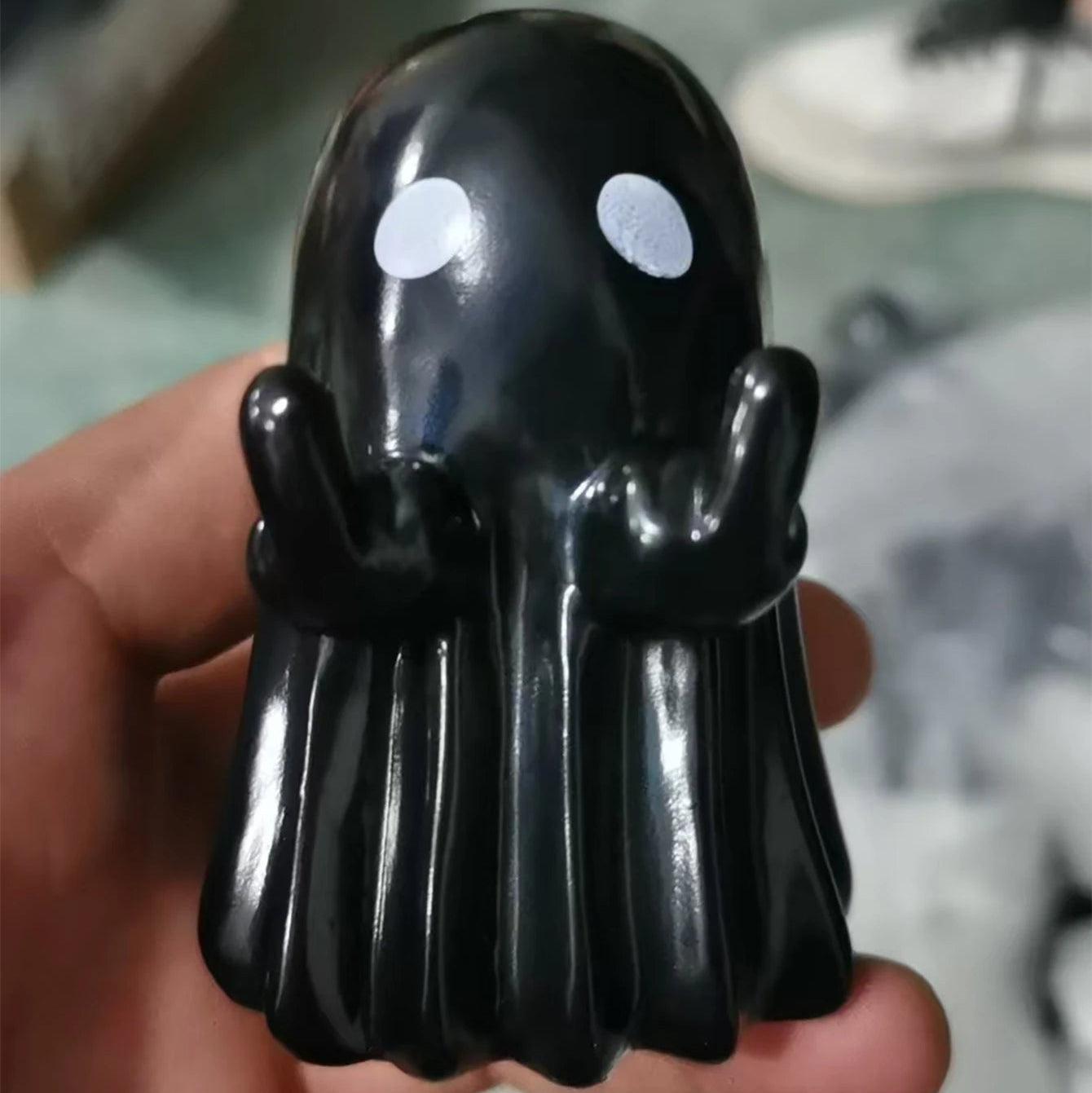 Adorable Middle Finger Ghost Statue - Spooky Cute Figurine for Halloween Decor, Perfect Coffee Table Centerpiece!