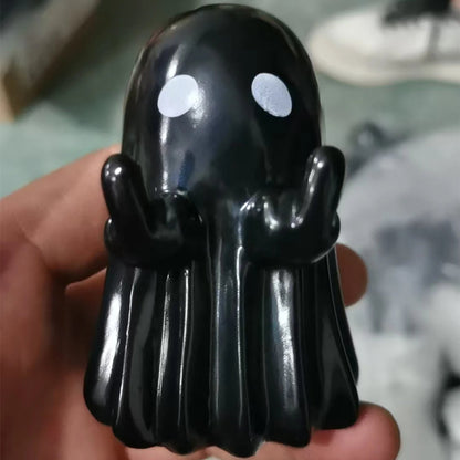 Adorable Middle Finger Ghost Statue - Spooky Cute Figurine for Halloween Decor, Perfect Coffee Table Centerpiece!