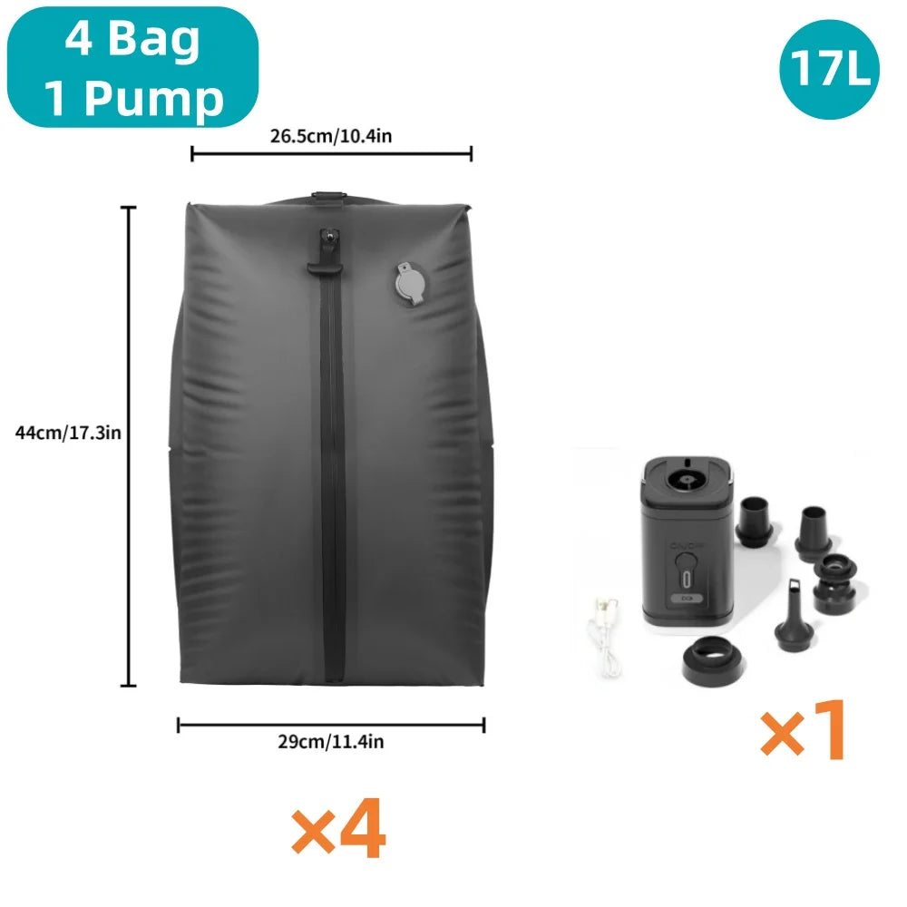 Ultimate Travel Vacuum Storage Bags - Maximize Space with Reusable Compression Bags for Clothes, 17L-34L, Complete with Air Pump for Your Outdoor Adventures!