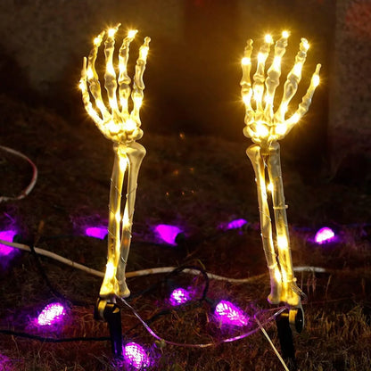 Enchanting Halloween Solar Ghost Hand LED String Lights - Perfect for Spooky Courtyard Decor!