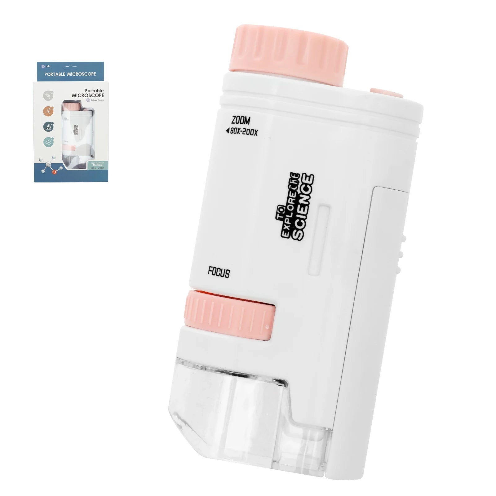 60-200X Portable Electric Mini Microscope with LED Light - High Definition Learning Tool for Kids