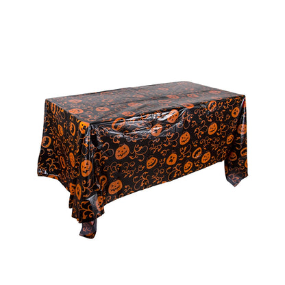 Spooktacular Halloween Tablecloth - Disposable Pumpkin, Spider Web & Bat Design for Festive Party Decor