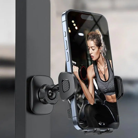 360° Adjustable Gym Magnetic Phone Holder - Universal Stand for 4-7" Smartphones with Durable Alloy Base