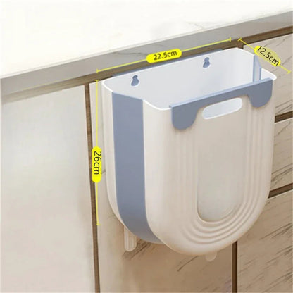Sleek Wall-Mounted Folding Trash Can for Kitchen & Bathroom - Space-Saving Solution!