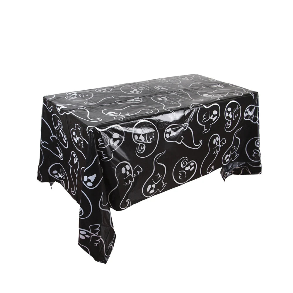 Spooktacular Halloween Tablecloth - Disposable Pumpkin, Spider Web & Bat Design for Festive Party Decor