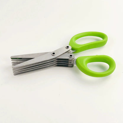 Versatile 3-5 Layer Stainless Steel Kitchen Scissors for Effortless Cutting and Chopping of Pepper, Scallion, and Laver