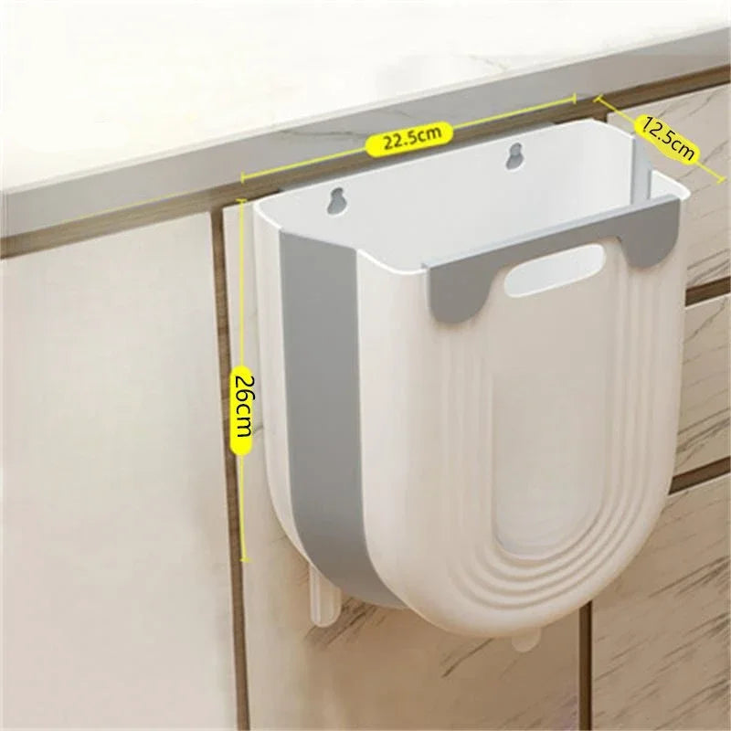 Sleek Wall-Mounted Folding Trash Can for Kitchen & Bathroom - Space-Saving Solution!