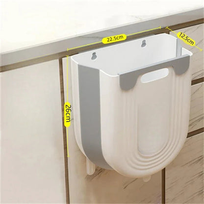 Sleek Wall-Mounted Folding Trash Can for Kitchen & Bathroom - Space-Saving Solution!