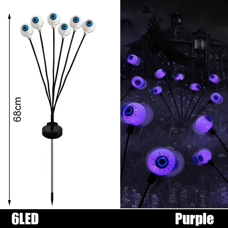 Enchanting Solar Eyeball LED String Lights - Waterproof Halloween Outdoor Decor for Garden Parties and Courtyards