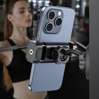 360° Adjustable Gym Magnetic Phone Holder - Universal Stand for 4-7" Smartphones with Durable Alloy Base
