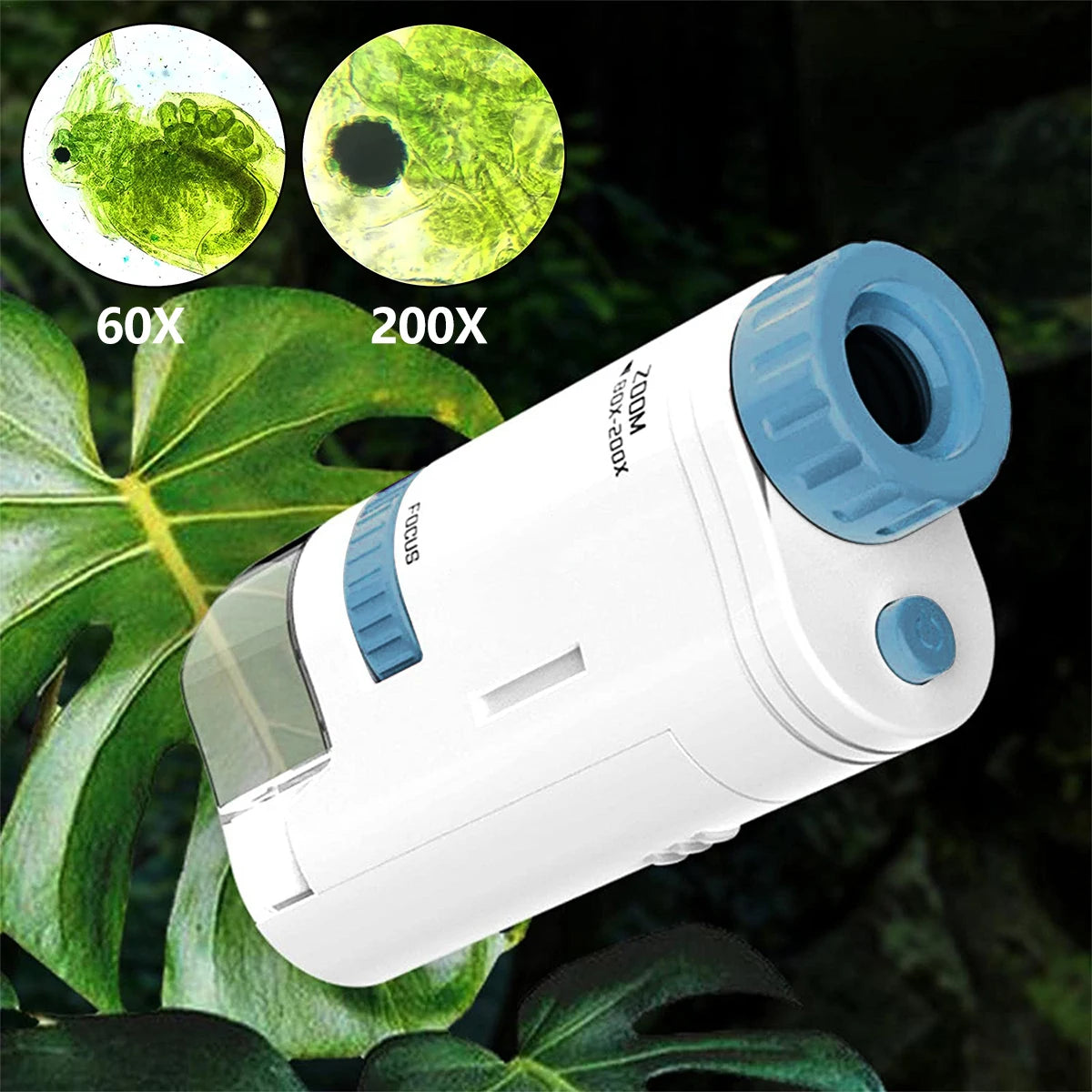60-200X Portable Electric Mini Microscope with LED Light - High Definition Learning Tool for Kids