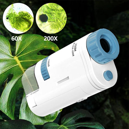 60-200X Portable Electric Mini Microscope with LED Light - High Definition Learning Tool for Kids