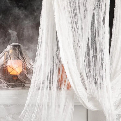Spooky 76x183cm Black Creepy Gauze Cloth for Halloween Decorations - Perfect for Windows, Tables, Doors & Haunted House Decor!
