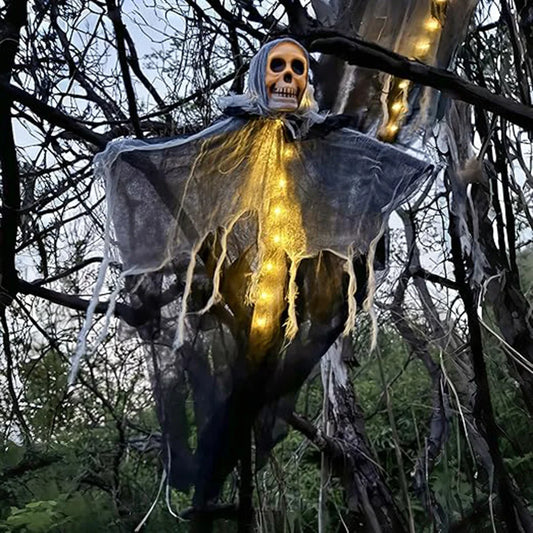 Spooky LED Skeleton Ghost Decoration for Outdoor Halloween Fun - Perfect for Gardens!