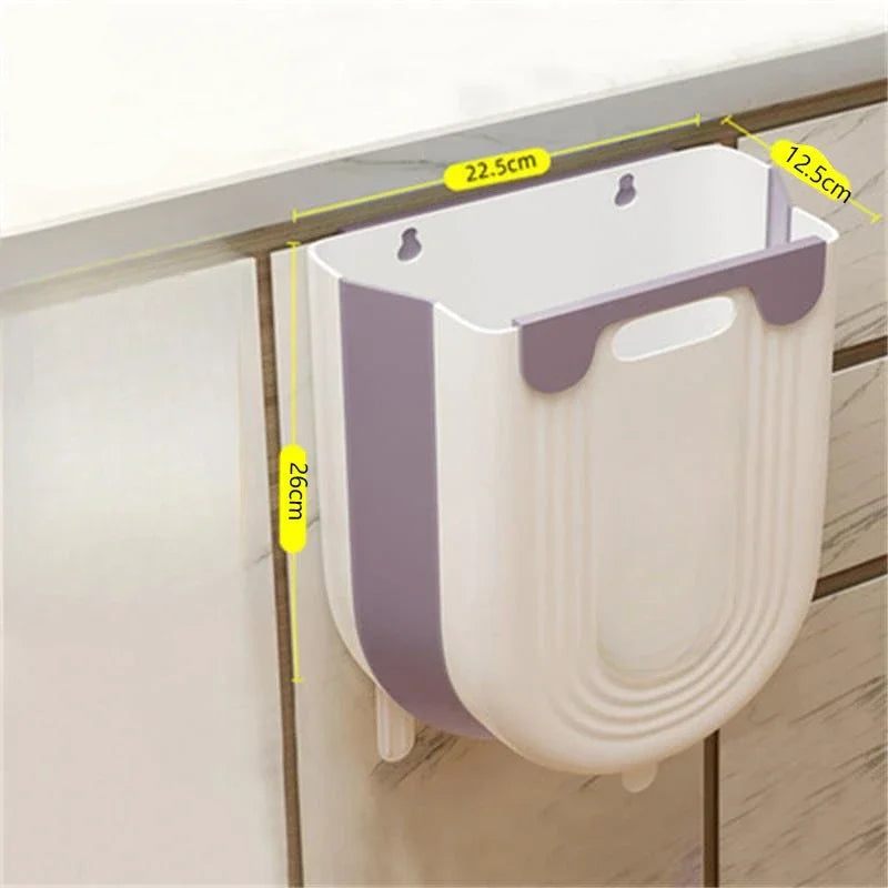 Sleek Wall-Mounted Folding Trash Can for Kitchen & Bathroom - Space-Saving Solution!