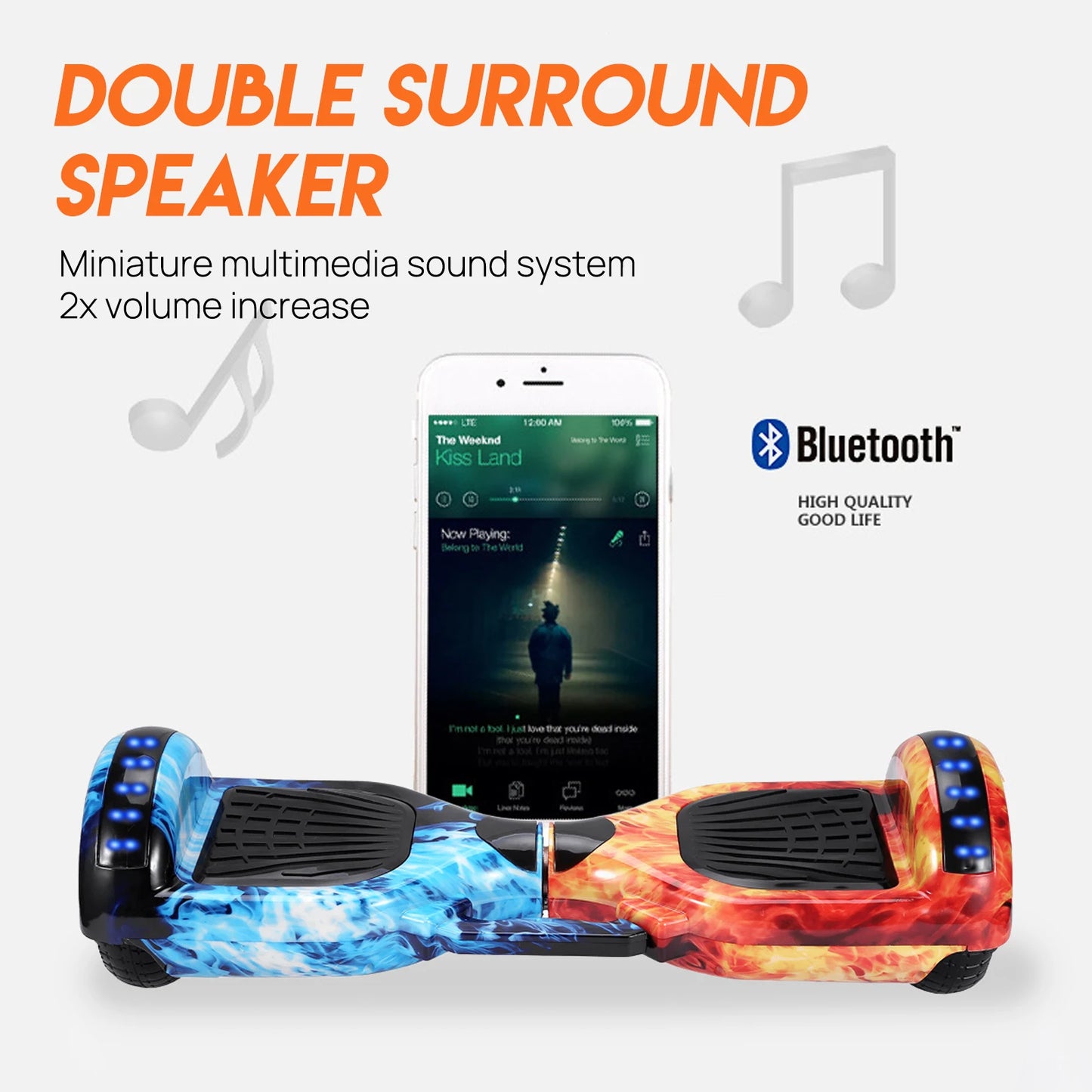 PORIYA Electric Hoverboard Bluetooth Speaker Portable LED Self Balancing Scooter UL
