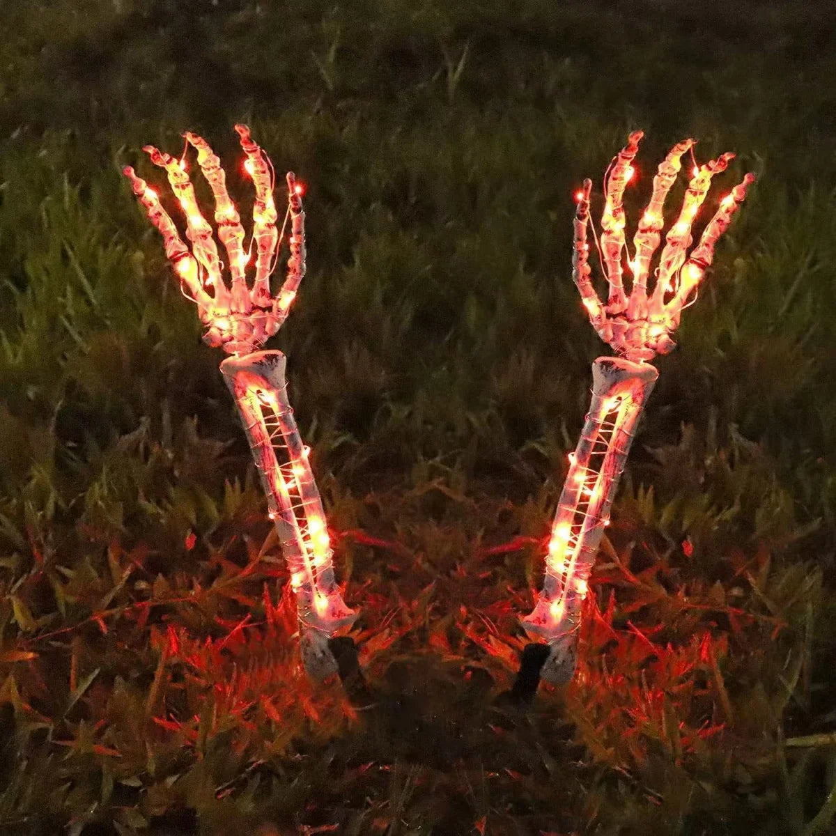 Enchanting Halloween Solar Ghost Hand LED String Lights - Perfect for Spooky Courtyard Decor!