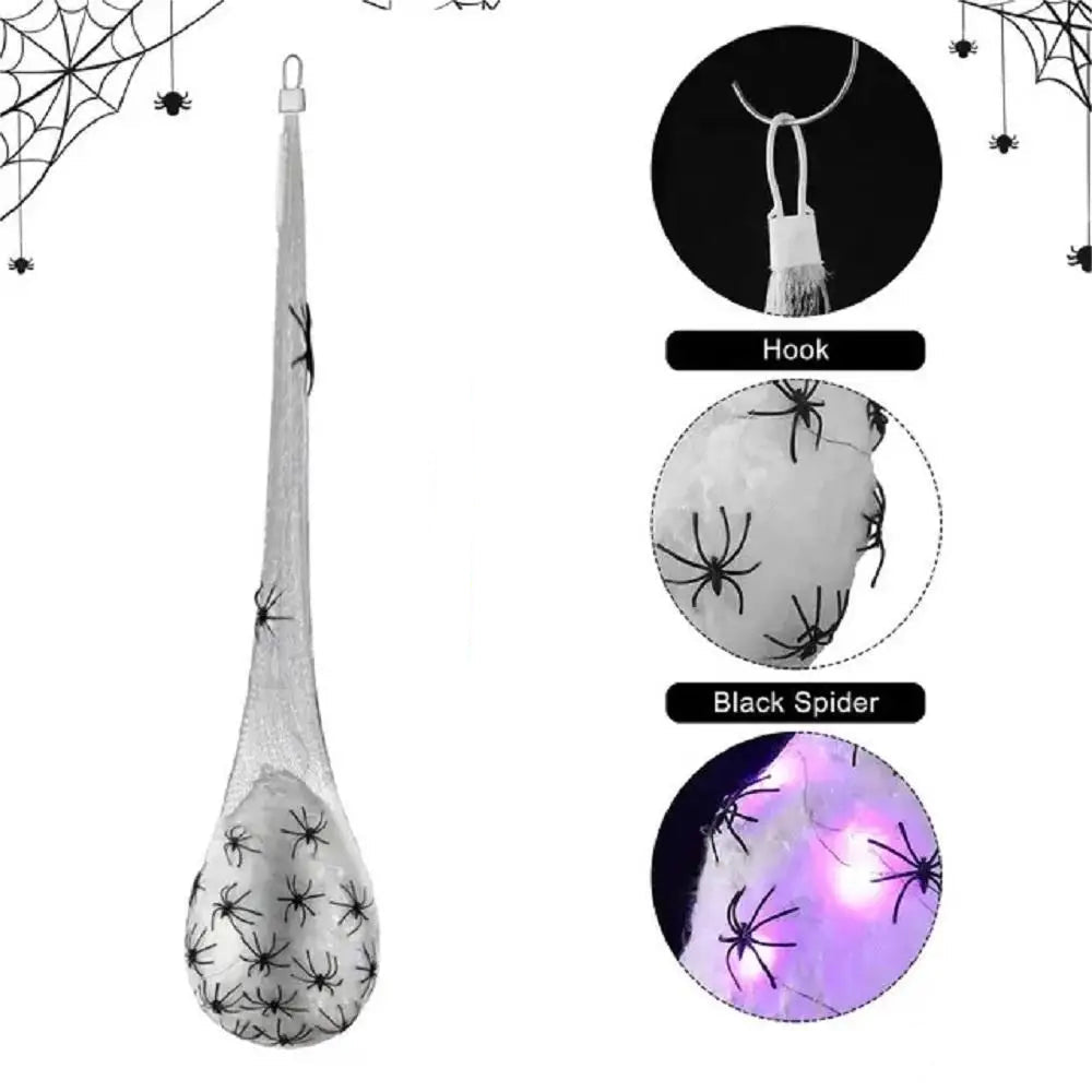 Spooktacular Halloween Hanging Light-Up Spider Egg Sacs - Glowing Indoor & Outdoor Decoration for Parties!