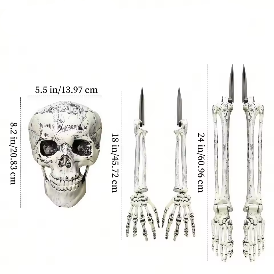 Realistic Halloween Skeleton Stake Decorations - Spooky Arm & Leg Bones for Your Yard and Garden