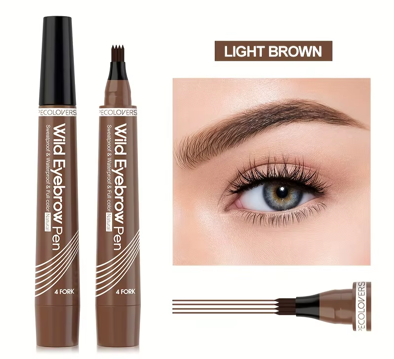 Waterproof Eyebrow Tattoo Pen - 5 Colours, 4 Split Tip Design for Perfectly Defined Brows
