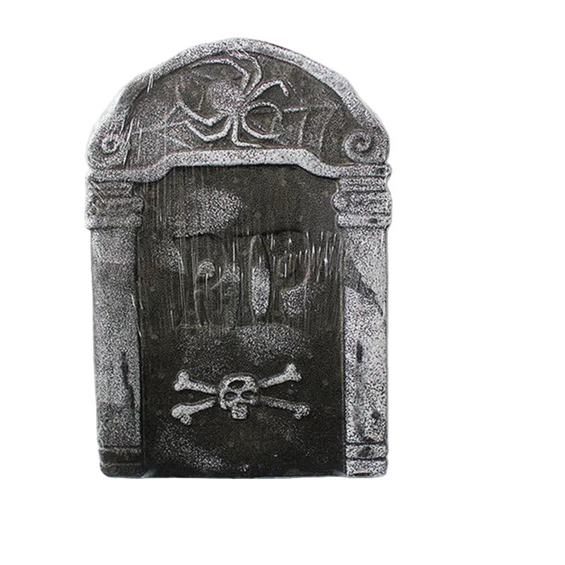 Spooky Foam Skeleton Tombstone with Bat - Perfect Halloween Graveyard Decoration Prop!
