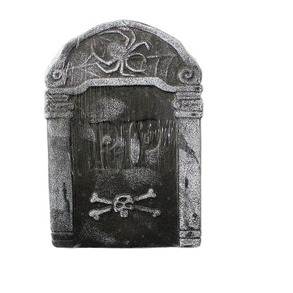 Spooky Foam Skeleton Tombstone with Bat - Perfect Halloween Graveyard Decoration Prop!