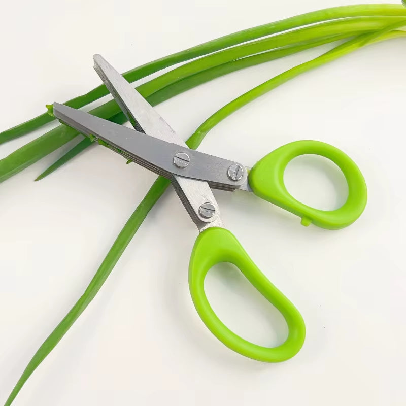 Versatile 3-5 Layer Stainless Steel Kitchen Scissors for Effortless Cutting and Chopping of Pepper, Scallion, and Laver