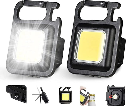 Compact USB Rechargeable Mini LED Keychain Flashlight - Versatile COB Camping Lamp for Outdoor Adventures, Fishing, and Hiking
