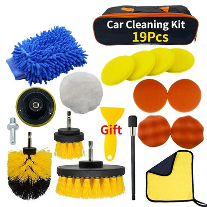 ZOPOSON Ultimate Car Cleaning Kit - Drill Detailing Brush Set with Towel & Polisher for Perfect Auto Detailing